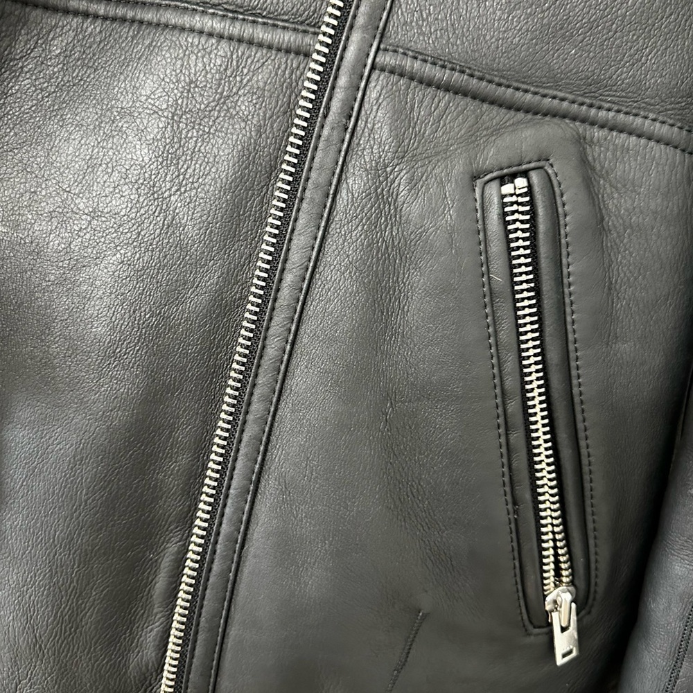 Iro Black Leather and Shearling Coat Size M - Picture 11 of 15